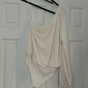 EXPRESS ivory one sleeve bodysuit